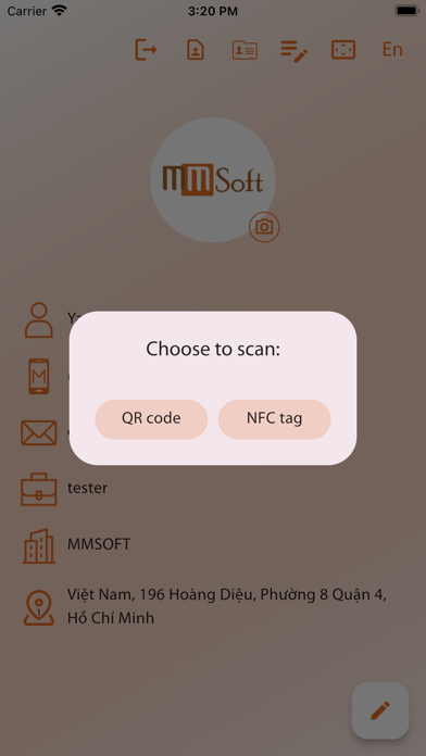 Ảnh chụp màn hình của eNameCard